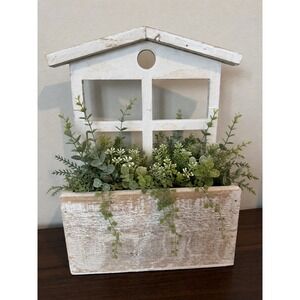 Col House Designs Rustic White Distressed Wood House Planter Box Window